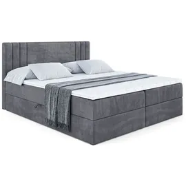 altdecor BOXBETT mit Matratze H3 und Lattenrost, - IDRIKO - 160x200 cm Dunkelgrau
