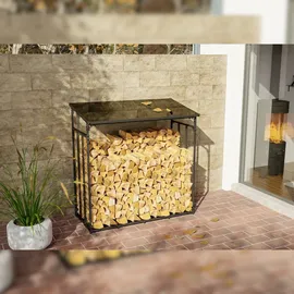 deluke Kaminholzregal Aluminium 143 x 70 x 145 cm Schwarz