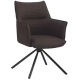LebensWohnArt Stuhl Drehbarer Design Stuhl AURELIA vintage-braun Mikrofaser 360°