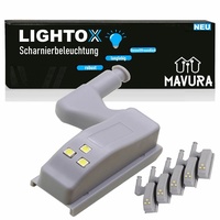 MAVURA LED Schrankinnenraumbeleuchtung LIGHTOX LED-Sensorlicht Set Innenscharniere Schrankleuchte, LED fest integriert, Tageslichtweiß, Schubladen-Leuchte Schrankbeleuchtung Scharnierbeleuchtung [5er Set] grau