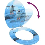 vidaXL Toilettensitz MDF Pinguin-Design Blau