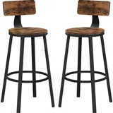 VASAGLE Barhocker 2er Set ergonomisch Holz Metall 2er Set  Braun/Schwarz