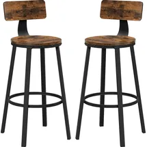 VASAGLE Barhocker 2er Set ergonomisch Holz Metall 2er Set  Braun/Schwarz