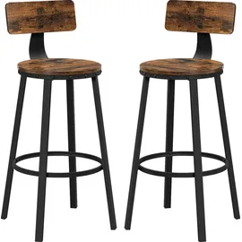 VASAGLE Barhocker 2er Set ergonomisch Holz Metall 2er Set  Braun/Schwarz