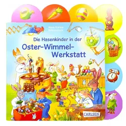 Die Hasenkinder in der Oster-Wimmel-Werkstatt