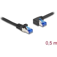 DeLock 80217 RJ45 Patchkabel CAT 6a S/FTP gerade / links gewinkelt 0,5 m Schwarz