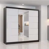 fabryka mebli idźczak Schwebetürenschrank, Kleiderschrank Schrank Schlafzimmer, 233 cm Schwarz/Weiß mit Spiegel, - Astra - Schwarz,