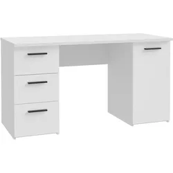 Schreibtisch FORTE "Neuss", weiß, B:138,2cm H:75,3cm T:60cm, Tische, mit 3 Schubladen & 1 Tür, funktional, Breite 138 cm