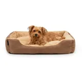 lionto Hundebett mit Wendekissen braun L