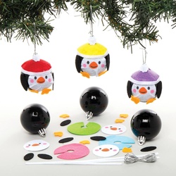 Christbaumkugel-Bastelsets "Pinguin"  (pro Set 6) Bastelaktivitäten zu Weihnachten