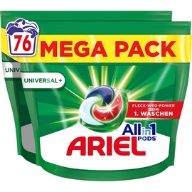 Ariel All-in-1 Pods Flüssigwaschmittel-Kapseln, Universal+, 76 Waschladungen