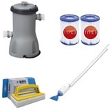 Bestway - Poolsauger AquaCrawl & Filterpumpe 3028 L/u & 2 Filter Typ II & WAYS Scheuerbürste