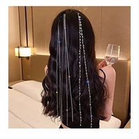 fdsmall Strass-Haarketten, Quasten-Haar-Clip-Kette Punk Lange Kristall-Haarketten für Frauen Mädchen Party Haarschmuck