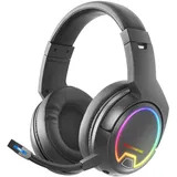 Mars Gaming MHW-100 Schwarz, Drahtloses Headset ARGB Flow, Abnehmbares ENC-Mikrofon, Ultraleicht, Aktive ENC + Passive Geräuschunterdrückung, Universelle Kompatibilität