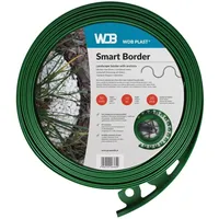 WDB Flexible Rasenkante aus Kunststoff - 10m Lang 5cm Hoch - mit 20 Befestigungsnägel - Grün