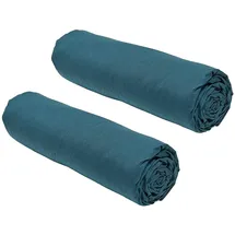 Today Spannbettlaken Baumwolle 140 x 190 cm Türkisgrün/Blau 2 St.