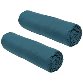 Today Spannbettlaken Baumwolle 140 x 190 cm Türkisgrün/Blau 2 St.