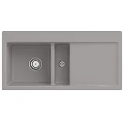 Villeroy und Boch Subway Flächenbündige Spüle 67701FKD Becken links, mit Ablaufgarnitur und Handbetätigung, Fossil