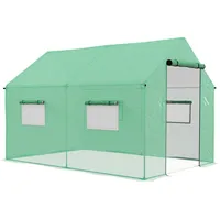 Outsunny Foliengewächshaus, 2 x 3 x 2 m Gewächshaus, Winddichtes Treibhaus mit Rollfenster, Rolltür, UV-Schutz, Tomatenhaus, für Garten, Stahl, Grün - Outsunny