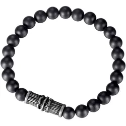 Armband FIRETTI "Schmuck Geschenk Edelstahl Armschmuck Natursteinkette Designelement", schwarz (altsilberfarben, schwarz, schwarz), Armbänder, Edelstahl-Nylon, Edelstahl, Nylon, mit Onyx