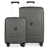 Kotti - Kofferset 2 teilig, Handgepäcktrolley + großer Koffer XL erweiterbar, robuste Hartschale, leichte Trolleys, Gepäck-Set Flugzeug Check-In... - Silber