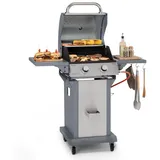 Klarstein Gasgrill für Camping Balkon Garten, Grill mit 2 Brenner, 7200W Edelstahl-Gasgrill, Outdoor Gasgrill, Gas Grill für Propan & Butangas, G...