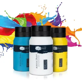 Artina Acrylfarbe 24 500 ml Creme/Silber/Gold/Gelb/Weiß/Rot/Grün/Türkis/Blau/Violett/Schwarz