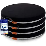 DYNMC you Sitzkissen Stuhl - Stuhlkissen 39x39 - Rund Set, Mittelhart H3 - Sitzkissen Bank Memory Schaumstoff - Sitzpolster Stuhl schwarz