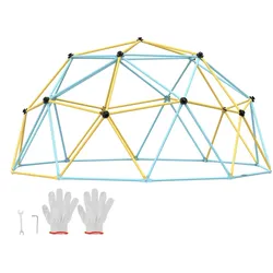VEVOR Kletterkuppel, 3,66 m geometrisches Kuppel-Kletterspielzentrum für Kinder von 3 bis 10 Jahren, Klettergerüst 340 kg Tragfähigkeit, mit Klettergriff, Outdoor-Spielgerät Garten Hinterhof