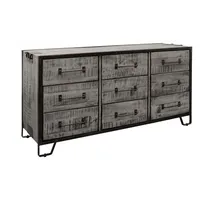 Massivmoebel24 Sideboard Mango 150x45x80 grau lackiert HEAVY INDUSTRY #118