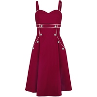 Voodoo Vixen - Rockabilly Kleid knielang - Claudia Red Seaside Dress - XS bis 4XL - für Damen - Größe XS - rot - XS