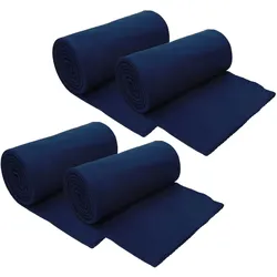 Betz 4 Stück Fleecedecken Kuscheldecken Größe 130x170 cm Farbe dunkelblau