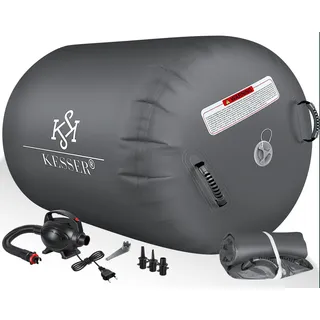 Kesser KESSER® Aufblasbare Air Roll Airtrack, Gymnastik-Rolle inkl. Tragetasche | elektr. Luftpumpe Barrel Gymnastik Tumbling Yoga Gymnastik Rolle Gymnastikmatte, Fitnessrolle