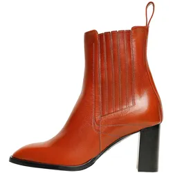Schlupfboots HENRY STEVENS "Mia CB1 Businessschuh", Damen, Gr. 40, braun, Leder, klassisch, Schuhe, Damen Chelsea Boots Leder handgefertigt, Stiefelette mit Absatz