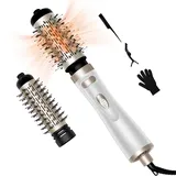 Rotierende Warmluftbürste,OKWRAP Föhnbürste Rotierend mit 2 Aufsätzen zum Trocknen, Glätten, Formen und für Volumen, RundföhnbürsteRotating Thermal Brush Ionen-Technologie für Anti-Frizz-Effekt