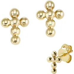 Paar Ohrstecker FIRETTI "Schmuck Geschenk Silber 925 Ohrschmuck Kreuz", gold (gelbgoldfarben), Ohrringe, Gelbgold 333, Made in Germany