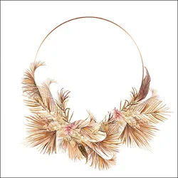 20 Servietten Papier 33x33cm 3-lagig - hochwertige Einweg Papierservietten Boho Trockenblumenkranz Palmblätter rosa Blüten Hochzeit Dekoration Feier