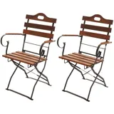 Mendler 2er-Set Biergartenstuhl HWC-J40, Klappstuhl Gartenstuhl, Gastronomie-Qualität Akazie MVG-zertifiziert ~ braun
