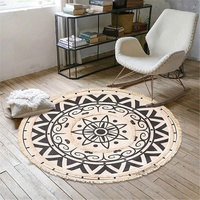 Greenf Teppiche Mandala Runde Teppiche, Teppich Boho Style Marokko Teppich mit Quasten,Böhmische Handwebteppich Retro Runder Baumwollteppich (C,120cm)