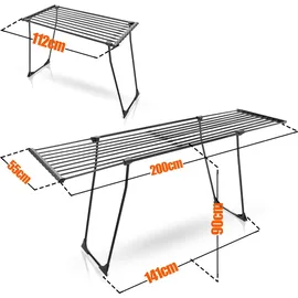 BigDean Teleskop Bettwäsche Wäscheständer schwarz mit Rollen - ohne störende Querstrebe - Black Edition 20m ausziehbar - Flügelwäscheständer Wäschetrockner