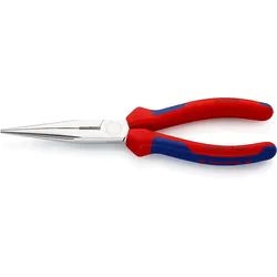 KNIPEX Flachrundzange mit Schneide verchromt (Storchschnabelzange) mit Mehrkomponenten-Hüllen - 2615200