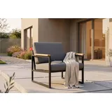 konsimo® Lounge-Sessel TRIBO Polyester 70 x 65 x 60 cm Schwarz/Grau mit Kissen