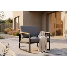 konsimo® Lounge-Sessel TRIBO Polyester 70 x 65 x 60 cm Schwarz/Grau mit Kissen