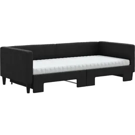 vidaXL Tagesbett Ausziehbar mit Matratzen Schwarz 90x190 cm Stoff