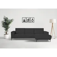 Ecksofa OTTO HOME "Polsterecke Oland, Struktur, Flachgewebe, Luxus-Microfaser, Boucle", grau (anthrazit), B:280cm H:85cm T:152cm, 100% Polyester, Sofas, Ecksofa, L-Form, 280 cm, Wellenunterfederung, Skandi-Design, Metallfüße