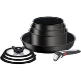 Tefal L3959053 Ingenio Unlimited On Töpfe- und Pfannen-Set, stapelbar, abnehmbarer Griff, platzsparend, antihaftbeschichtet, Induktion, 8-teilig, schwarz