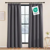 KGORGE Verdunkelungsvorhang Kräuselband Thermovorhang Hitzeschutz 2er Set 220 x 140 cm(HxB) Schlafzimmer Gardinen Grau Blickdicht Thermo Vorhänge Lichtundurchlässig