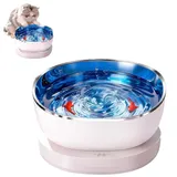 Magnetic Cat Water Fountain, Magnetischer Katzen-Trinkbrunnen, Katzenbrunnen Kabellos 0.8L, mit interaktivem Fisch-Motion-Design, ultraleise Trinkbrunnen, Edelstahl-Tablett