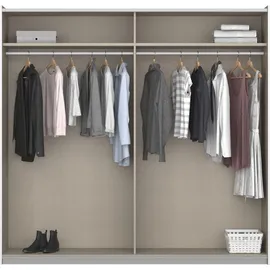 Rauch Möbel KRONACH Schrank Schwebetürenschrank, 2-türig, grau metallic, Schwarz, mit 1 Spiegel, inkl. Zubehörpaket Basic 2 Kleiderstangen 2 Einlegeböden, BxHxT 218x210x59 cm