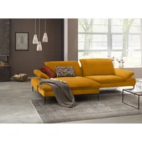 Ecksofa W.SCHILLIG "enjoy&MORE" Sofas Gr. B/H/T: 294cm x 87cm x 185cm, Stoff S37, Recamiere links, mit Kopfteilverstellung-mit Armlehnenverstellung-mit Sitztiefenverstellung, gelb (brandy s37) Sitztiefenverstellung, Füße schwarz pulverbeschichtet, Breite 294 cm